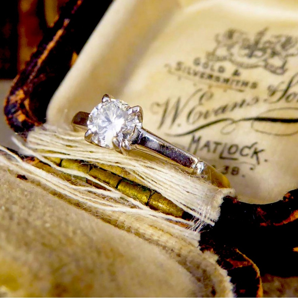 Vintage 0.35 carat diamond solitaire ring in 18k yellow and white gold